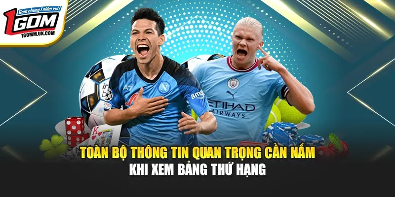 Bảng Xếp Hạng Bóng Đá 1GOM - Cách Xem Và Phân Tích Chuẩn Toàn bộ thông tin quan trọng cần nắm khi xem bảng thứ hạng